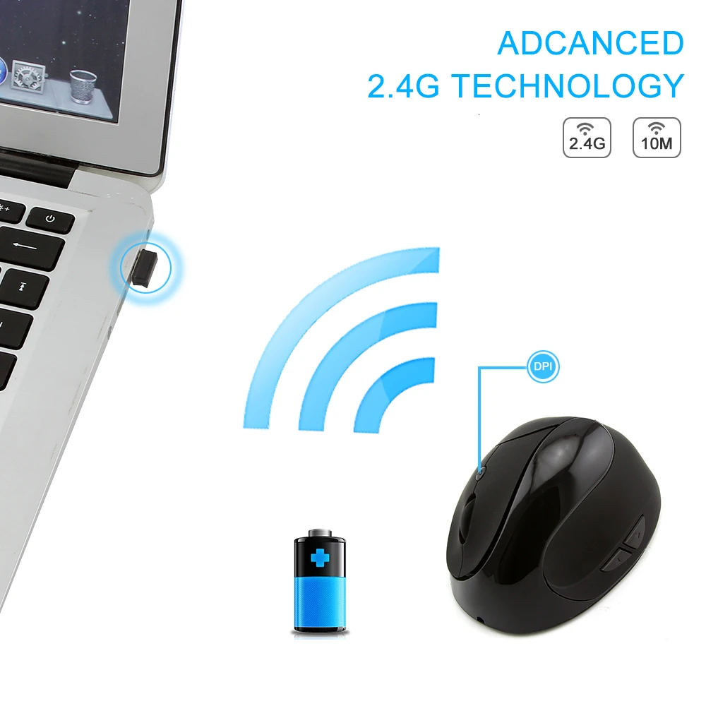 Беспроводная Вертикальная Эргономичная Usb-мышь 2 4 ГГц 1600 DPI | Компьютеры и офис