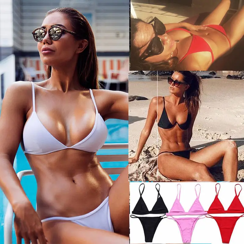 Новинка 2020 летние однотонные купальники Женский комплект бикини в сеточку
