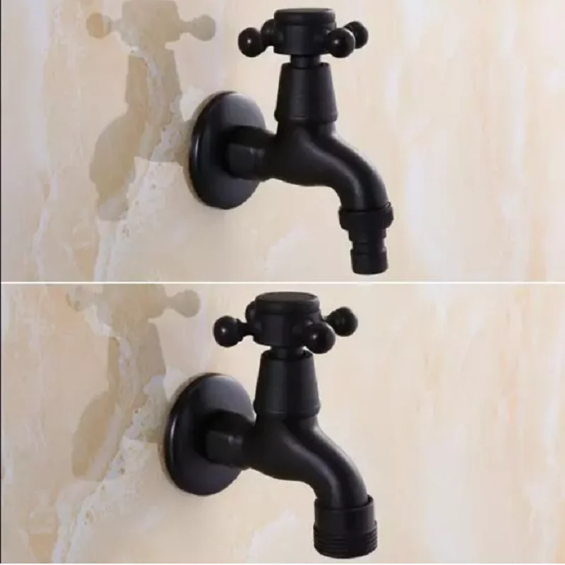 

High quality total brass black oil brushed double using washing machine faucet bathroom corner faucet tap garden outdoor mixer