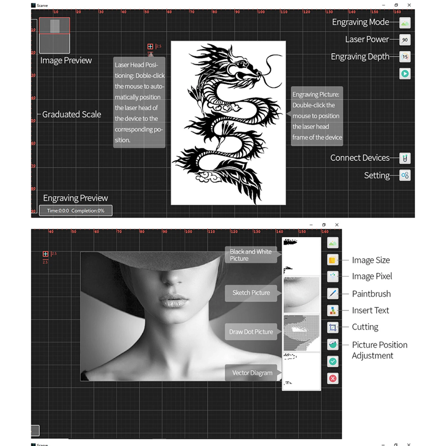 30W Portable Mini Desktop Laser Engraver Printer Engraving Machine Carver DIY Logo Mark Working Area 170*200mm |