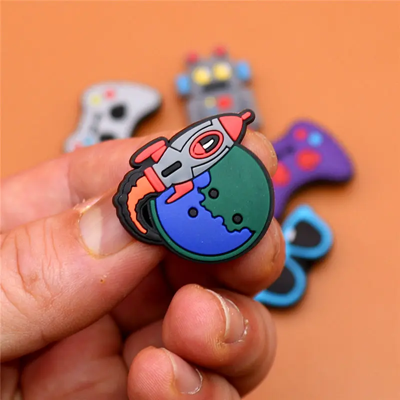 1pcs Cartoon UFO PVC shoe charms shoe accessories DIY shoe decoration for croc jibz kids favor kawaii cute X-mas gift U58