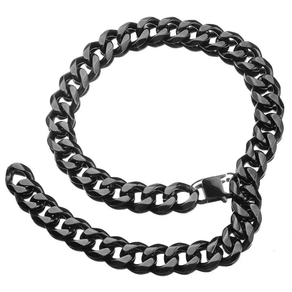 

10/13/15/17/19mm Xxxtentacion Choker Tail Heavy Stainless Steel Black Cuban Curb Chain Necklace Or Bracelet Men's Jewelry 7-40"