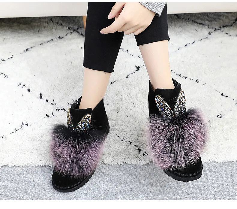 Кожаные зимние ботинки большого размера г. Новые Теплые Нескользящие хлопчатобумажные туфли на плоской подошве для женщин на сезон осень-зима