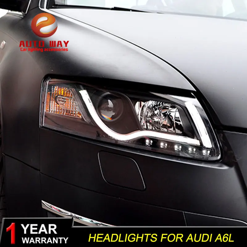 Автомобильный Стайлинг головной лампы фары чехол для Audi A6L 2005-2012 A6 DRL Объектив