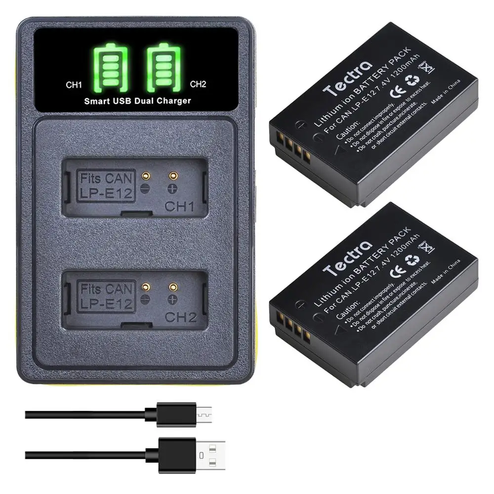 

Аккумулятор LP-E12 и двойное зарядное устройство USB со светодиодной подсветкой для камер Canon SX70 HS Rebel SL1 EOS-M EOS M2 EOS M10 EOS M50 EOS M100 EOS M200