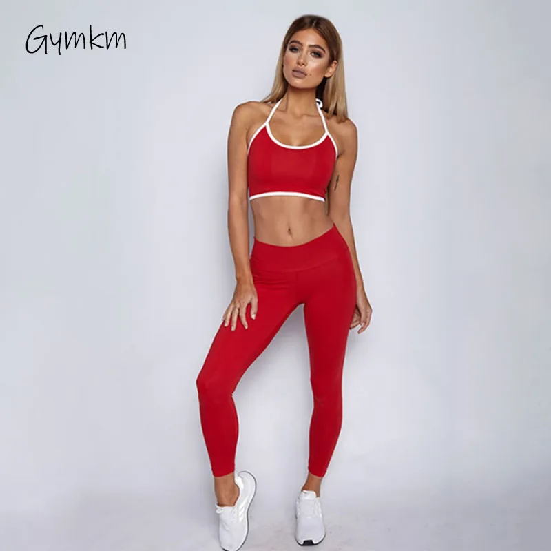 Gymkm женские комплекты для йоги фитнеса спортивные наборы дышащий контрастный
