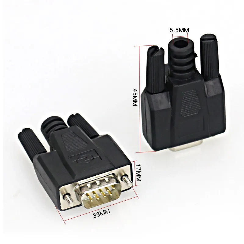 Позолоченный разъем DB9 COM из чистой меди 9 контактный приклеенный корпус провод