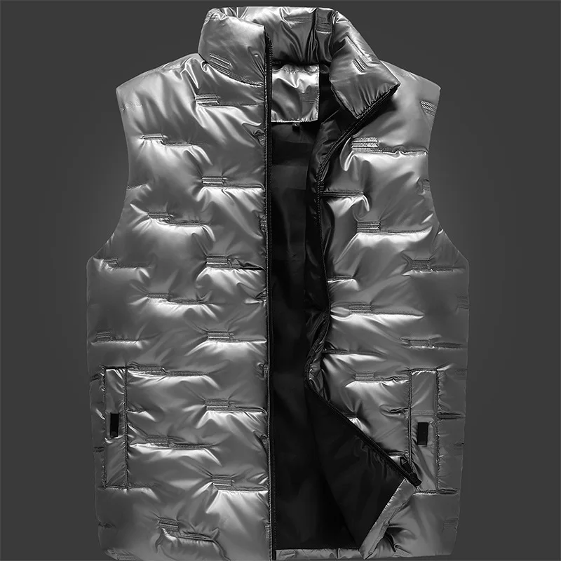 Men's Padded Vest Bright Color Waistcoat Thicken Winter Warm Quilting Coat AW21 Male New High Quality Casual Outdoor Vest