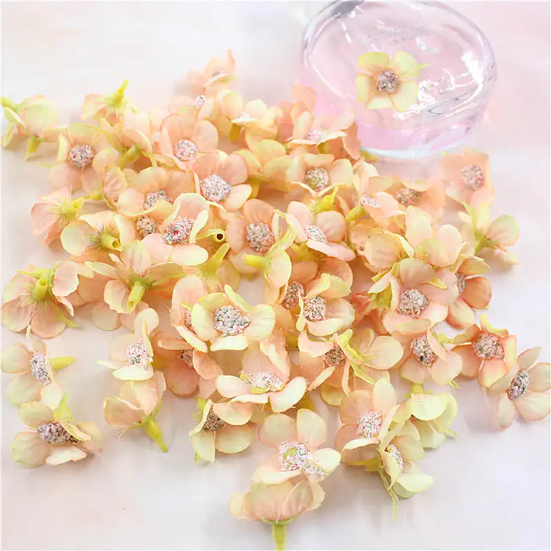 yellow orange 2 см многоцветная Маргарита Флорес cabezas мини seda flores artificiales para guirnalda Скрапбукинг hogar boda украшение - Цвет: yellow orange