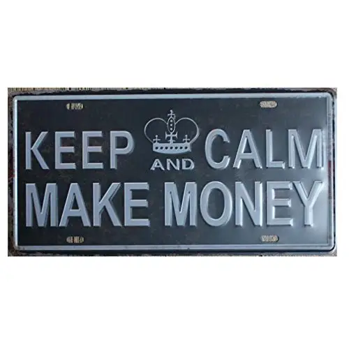 

Металлический жестяной знак сохраняйте спокойствие и Зарабатывайте деньги фотообои Декор Ретро Винтаж 12X6 дюймов