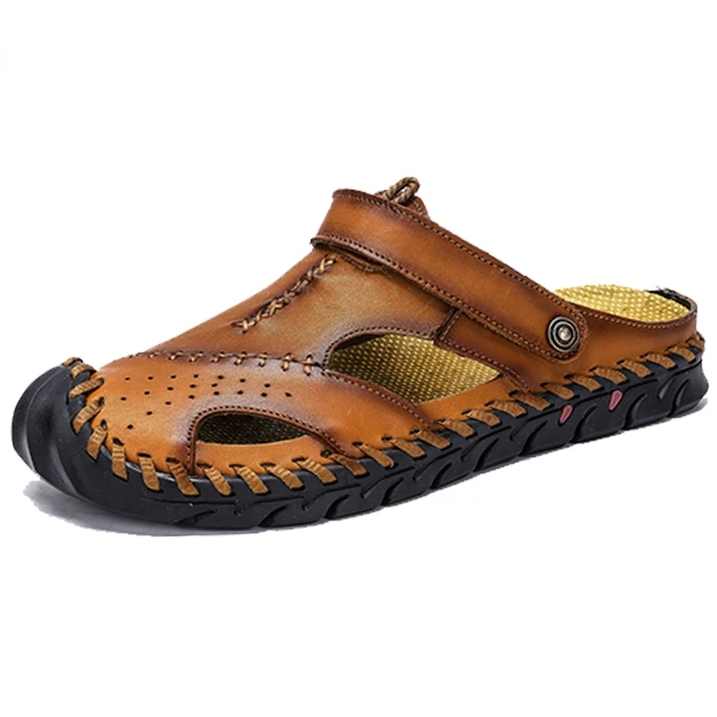

New Classic Summer Fashion Men Sandals Comfortable Casual Beach Men's Slippers High Quality Soft Leather Sandals Big Size 38-48