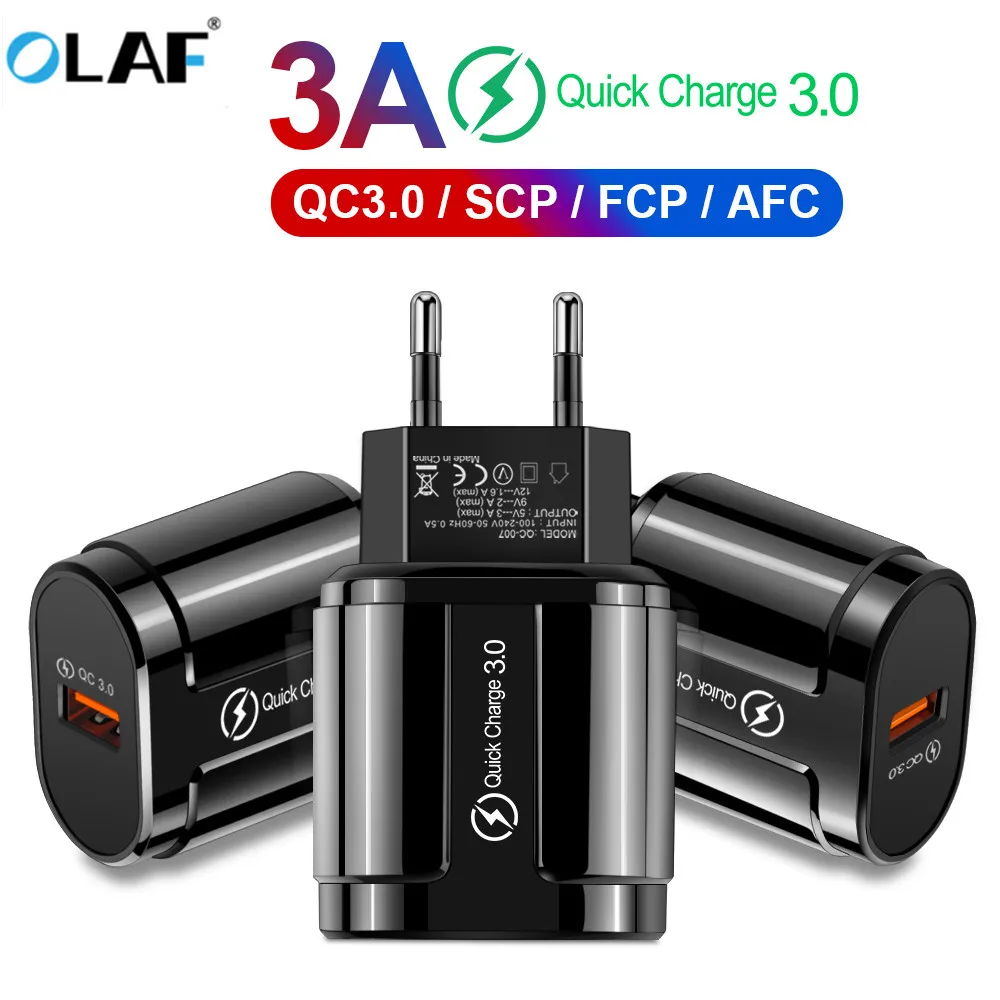 OLAF Quick Charge 3 0 USB для Samsung S7 S6 Edge A3 iPhone Huawei EU US UK Plug Adapter Fast QC мобильный телефон
