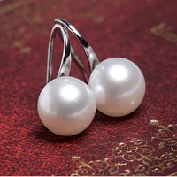 elegant round imitation pearl dangle earrings for women classic gold color drop wedding female jewelry gift