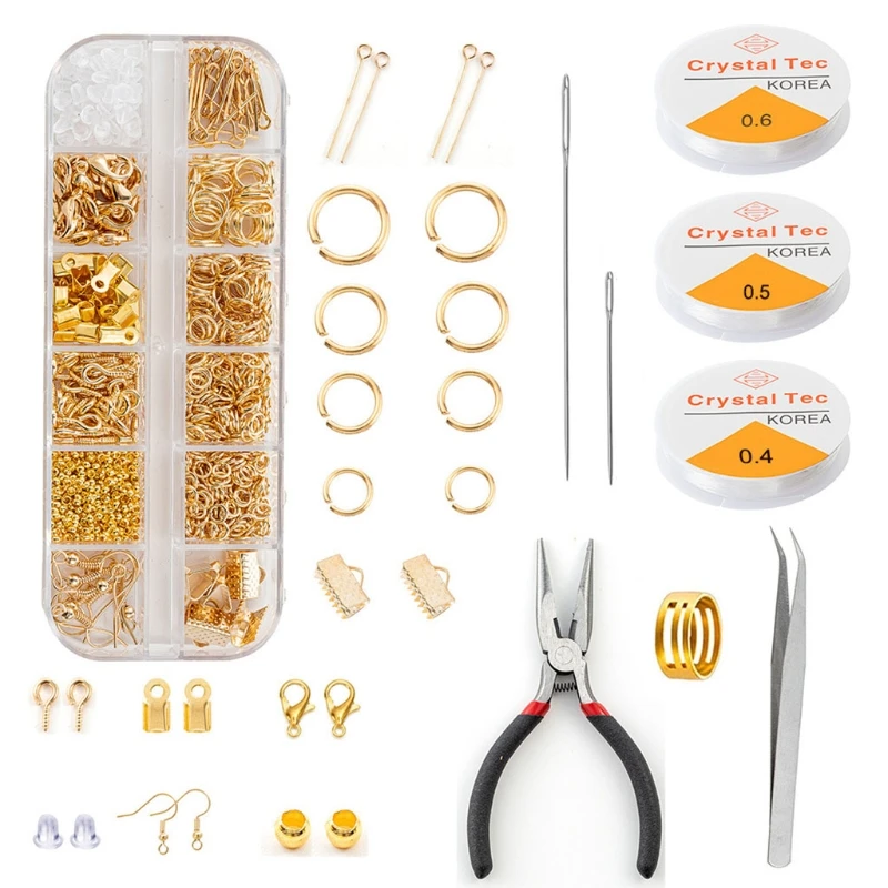 

Набор для изготовления ювелирных изделий, 1 комплект, Обжимные бусины, винты, шпильки, серьги, крючки, ленточные концы, зажимы-карабины, обжим...