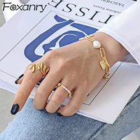 foxanry 925 stamp olive leafs rings for women ins fashion france gold plated elegant wedding bride jewelry gifts