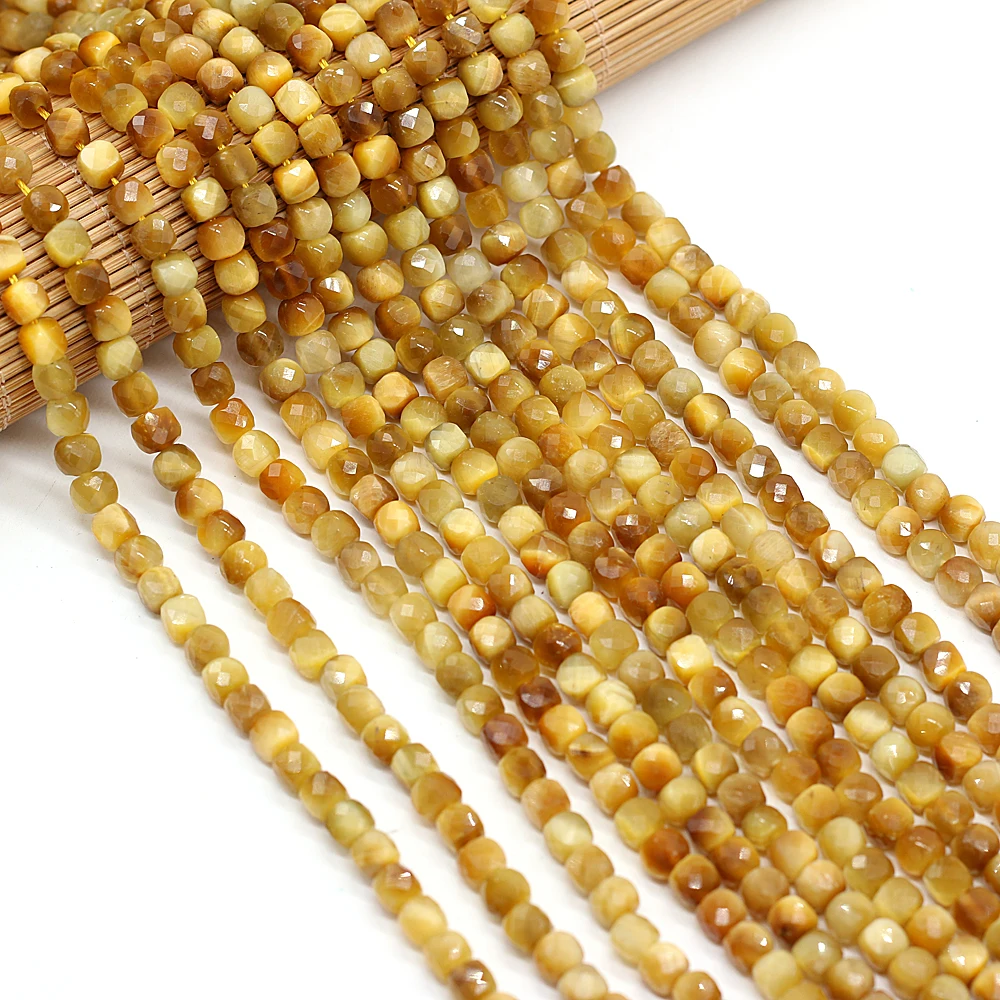 

Pure Natural Stone Semi-precious Stone Golden Tiger's Eye Cut Surface Irregular Square Bead Making DIY Ladies Necklace Bracelet