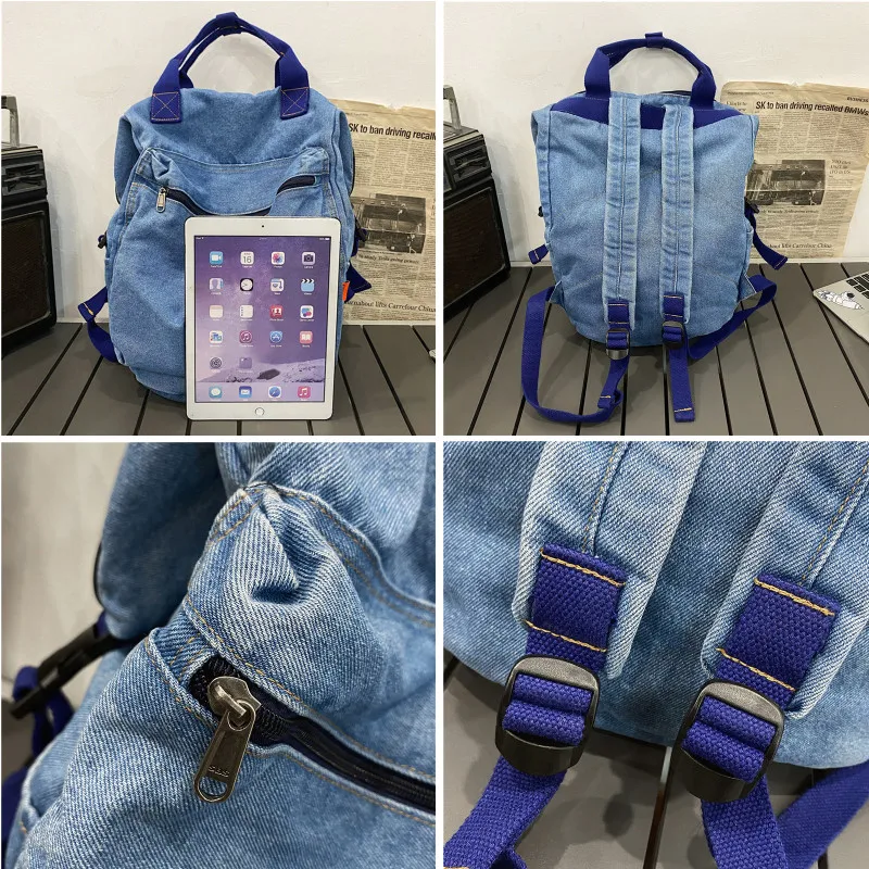 Высококачественный джинсовый женский рюкзак модный Вместительный сумки для
