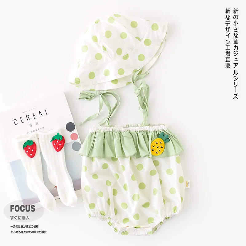 Новое летнее хлопковое боди для новорожденных с рисунком ананаса и узором в