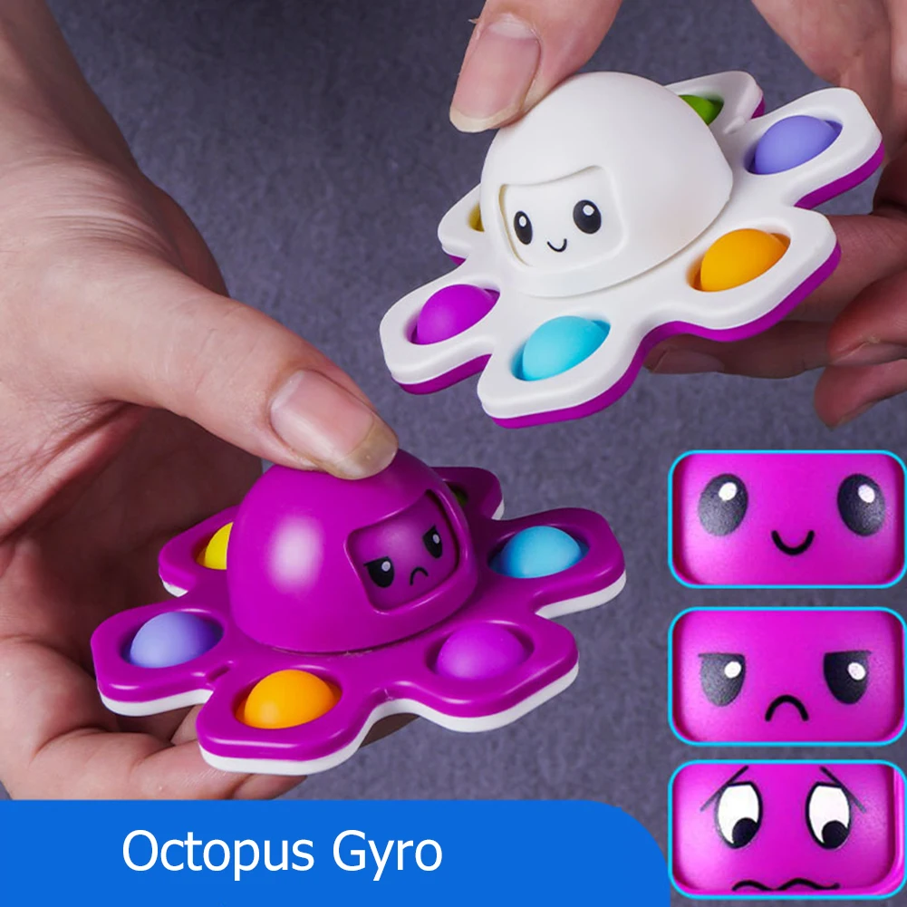 

New Cute Toy Change your Mood Octopus Gyro Fingertip Push Bubble Toy Stress Reliever Decompression Crafts Adults Children Sensor