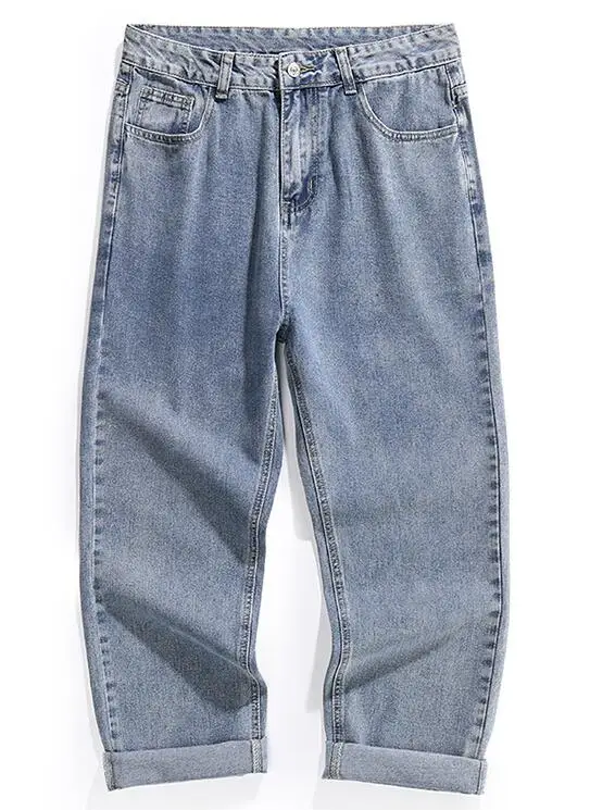 Male Denim Pants  Jeans Men Hole Jeans Loose Wide legs Ankle-Length Pants Men Feet Jeans Hip Hop Jeans