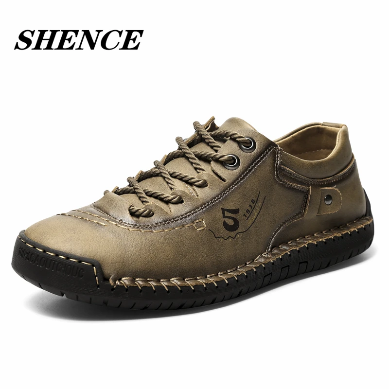 

Мужская Летняя обувь для тенниса SHENCE, Спортивная кожаная повседневная мужская трендовая мягкая нескользящая резиновая Вулканизированная ...