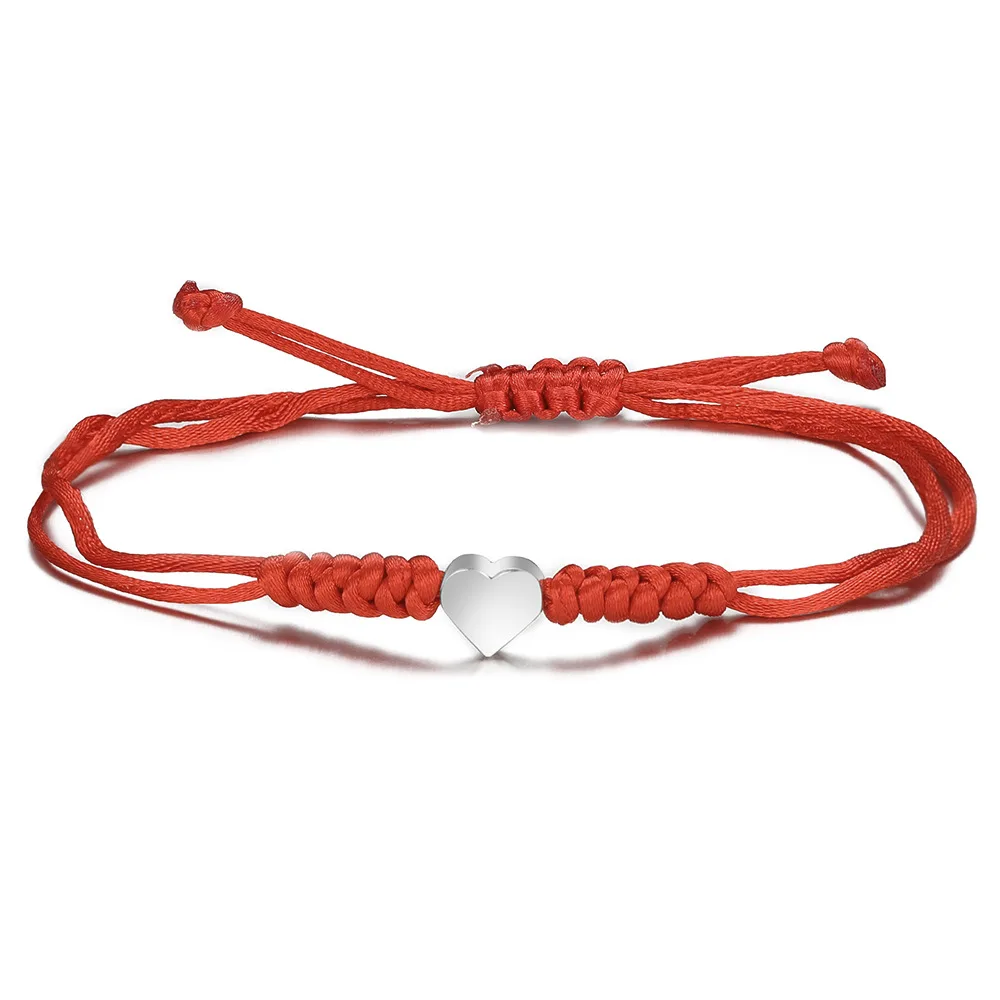 

Delysia King New simple peach heart bracelet creative retro heart-shaped red woven Bracelet