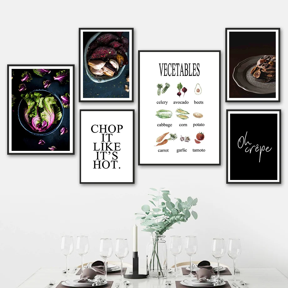 

Potato Cabbage Leaf Vegetable Table Quote Wall Art Canvas Painting Nordic Poster And Prints Wall Pictures For Living Room Decor