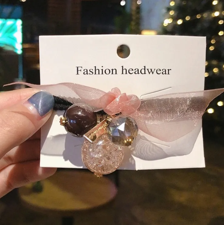 Женская резинка для волос с цветными жемчужинами и кристаллами |