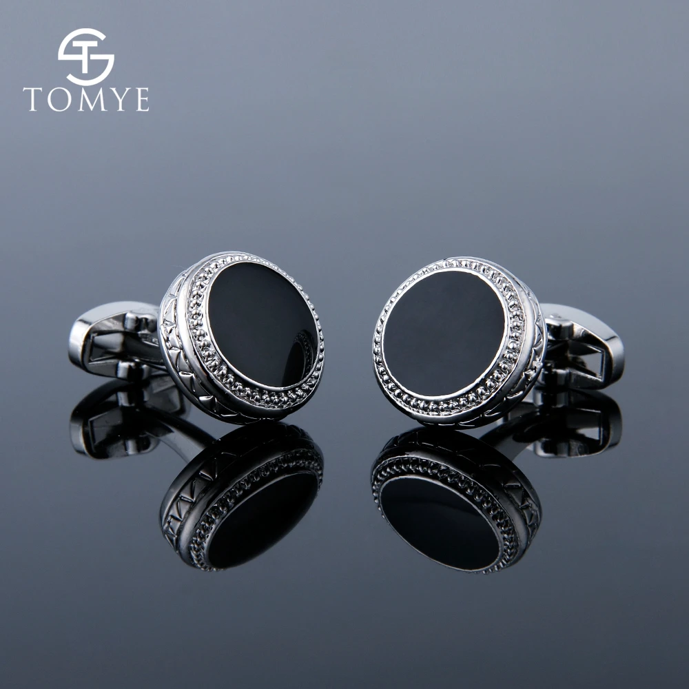 Роскошные золотистые и черные эмалированные свадебные мужские запонки TOMYE