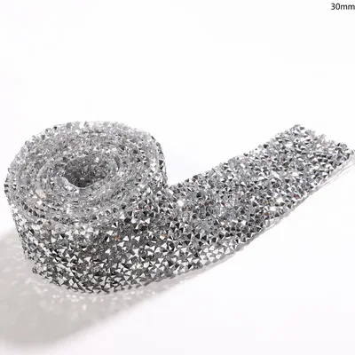3cm-Silver 1 ярд 1 см/1,5 см/2 см/3 см швейная отделка орнамент из кристаллов Стразы горячей фиксации горный хрусталь лента аппликатор лента со стразами для платьев - Цвет: 3cm-Silver