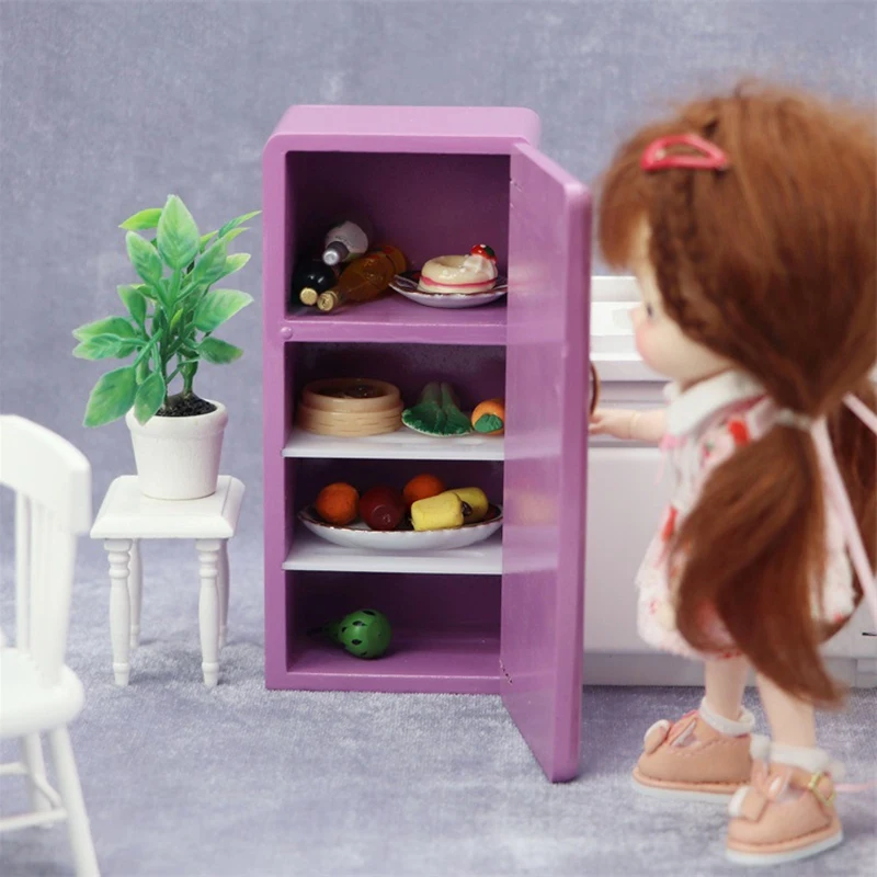 

1: 12 Dollhouse Refrigerator Miniature Furniture Living Room Pretend Play Toy Mini Toy Furniture Decoration