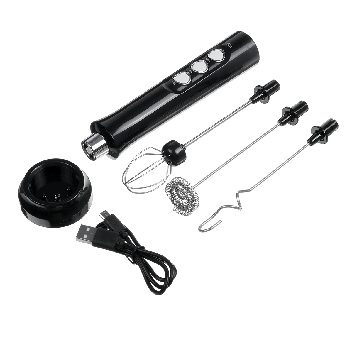 

3 in 1 Electric Whisk Milk Frother Handheld Automatic Egg Beater USB Rechargeable 3-Speed Adjustable Foam Maker For Coffee Latte