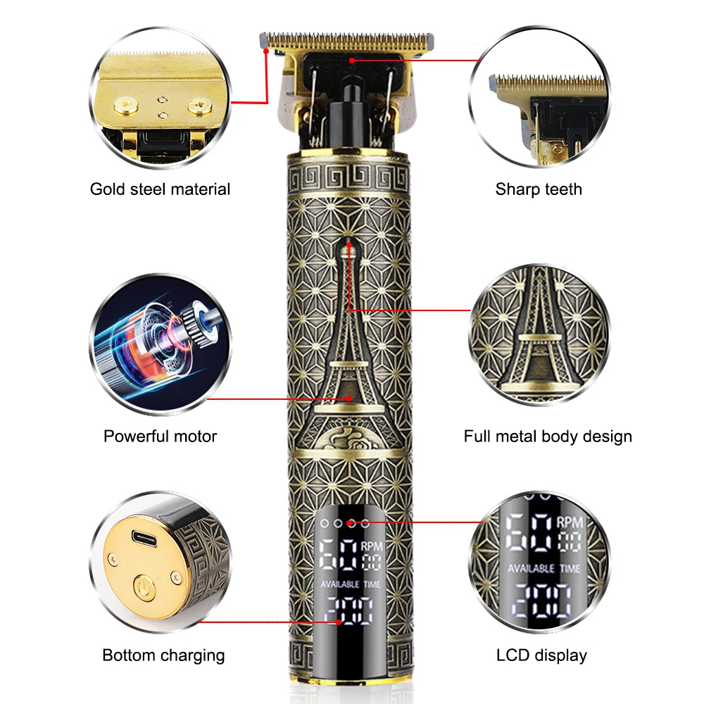 Машинка для стрижки волос T Bald перезаряжаемый триммер с Outliner машинка парикмахера