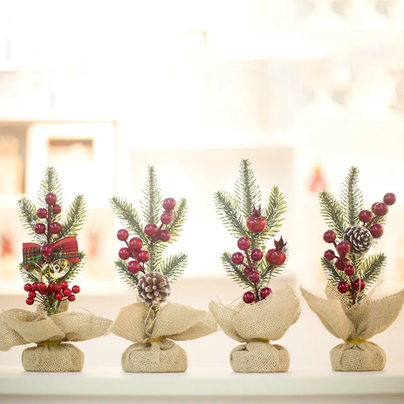 Мини Рождественская елка сосновая игла штепсельная вилка Настольный Декор