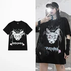 Винтажная женская футболка в стиле панк Dark Grunge, уличная одежда, Женский Свободный Топ большого размера, готические футболки, одежда в стиле Харадзюку