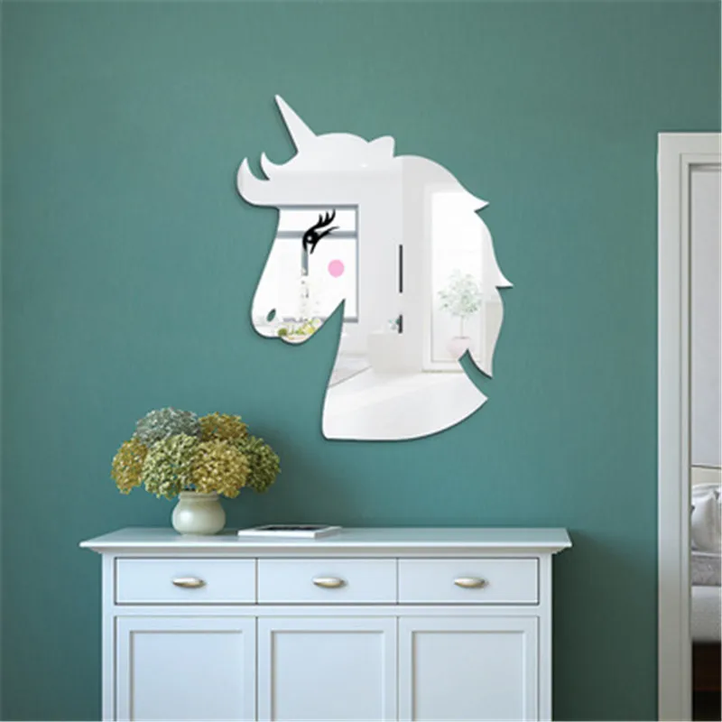 Нордический стиль Единорог акриловые зеркальные наклейки на стену для детской