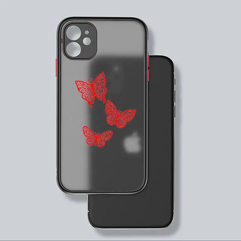 

Lovebay Butterfly Glitter Phone Case matte transparent For iphone 7 8 11 12 plus mini x xs xr pro max cover