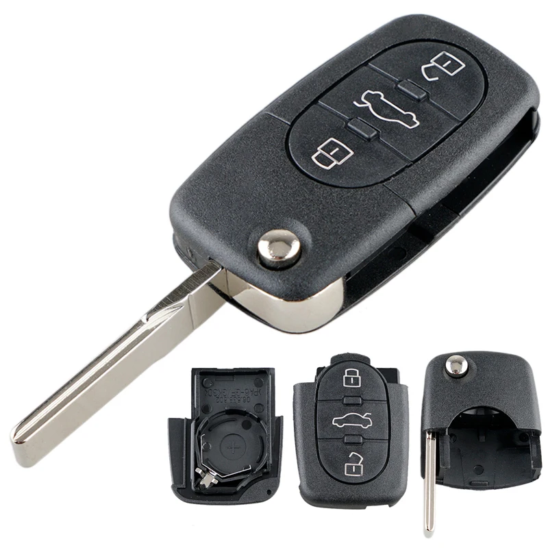 

3 Buttons Car Key Fob Case Shell Replacement with HAA Blade Flip Folding Auto Remote Cover Fit for Audi A2 A3 A4 A6 A8 TT