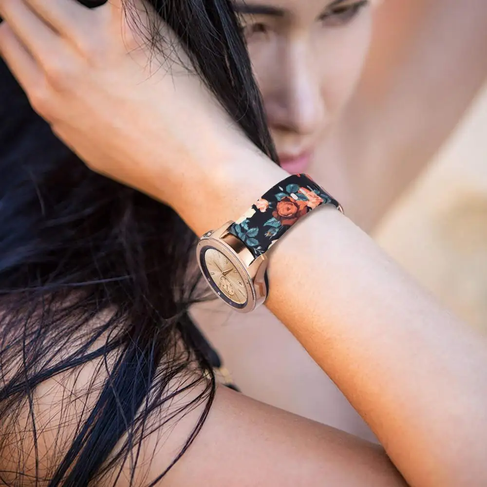 

20mm watch strap for Samsung Galaxy Watch active 2/42mm Gear S2/Sport band Printed silicone bracelet Amazfit bip active2 42 mm