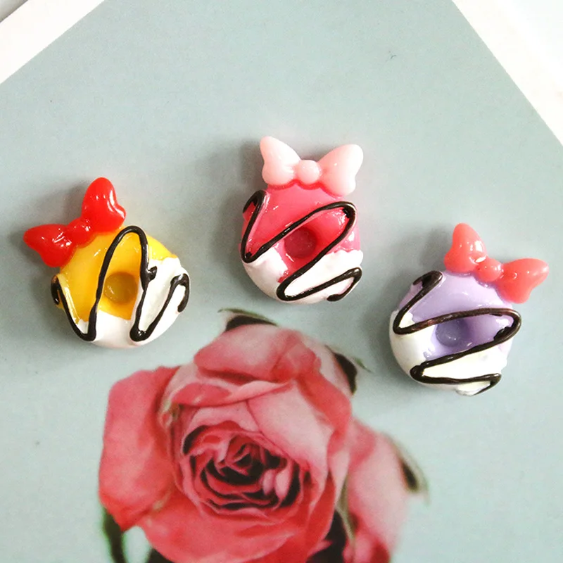 Qiyue Cute cartoon Mini Donut bow Resin Refrigerator Stickers Whiteboard Notes Home Decoration Accessories souvenir | Дом и сад