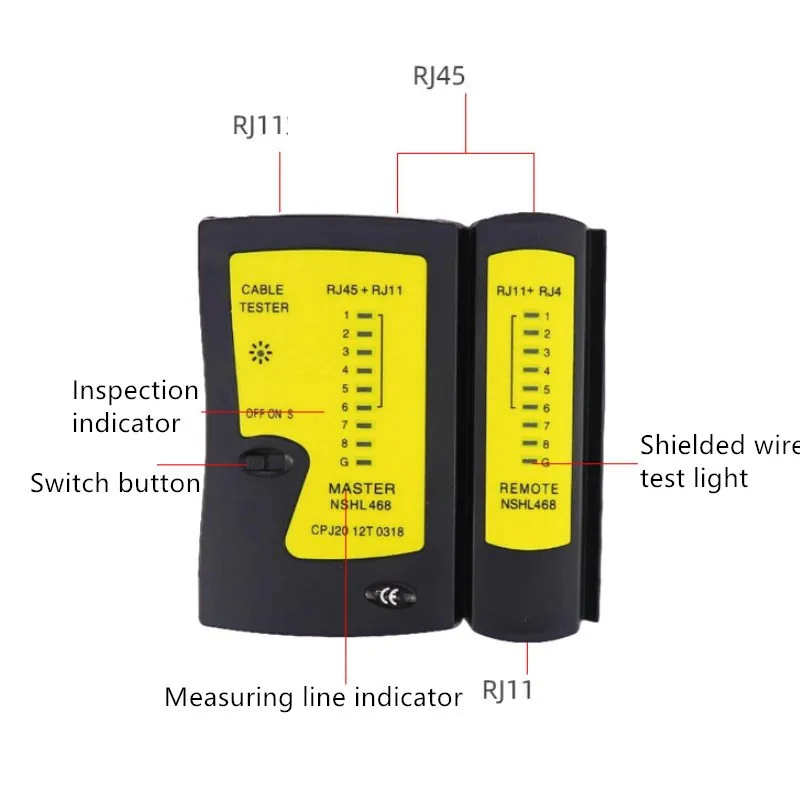 Сетевой Кабельный тестер RJ45 RJ11 RJ12 CAT5 UTP LAN кабель детектор телефонной линии
