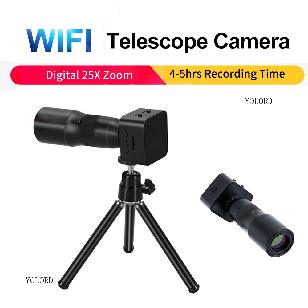 Телескоп 25X зум 1080P HD мини Wi Fi камера DVR DV Домашняя безопасность видеокамера
