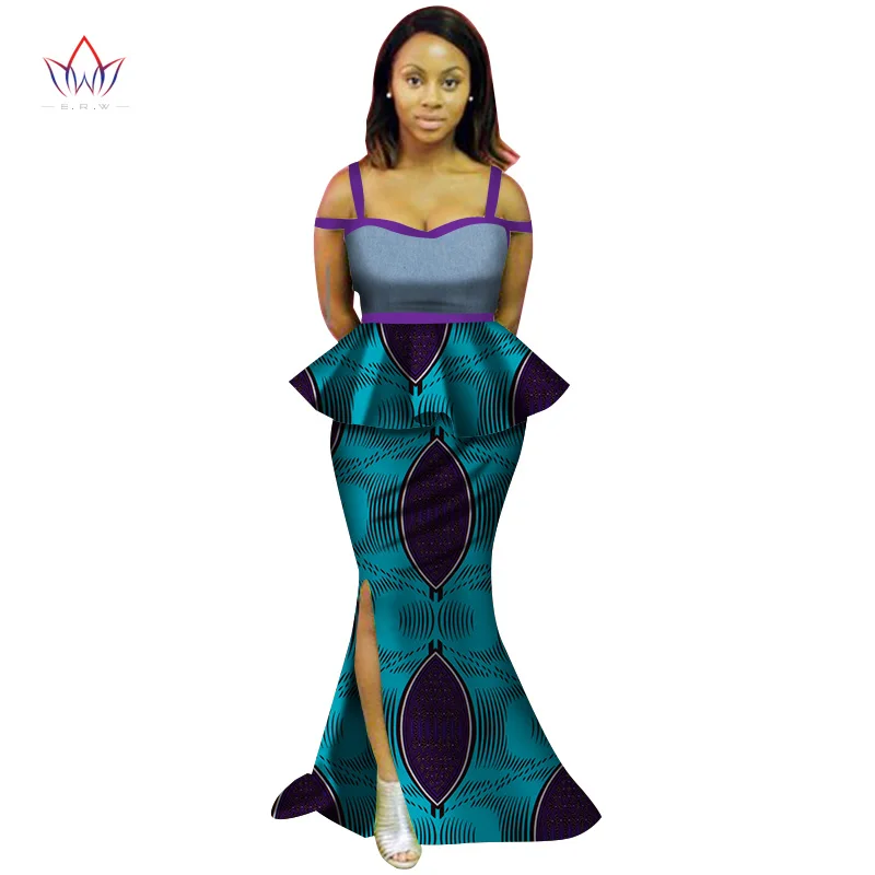 Women Fashion Clothing Sets Strapless African dashiki Outfit for Woman 2 Pieces Skirt Set Plus Size Clothing for Women WY2598