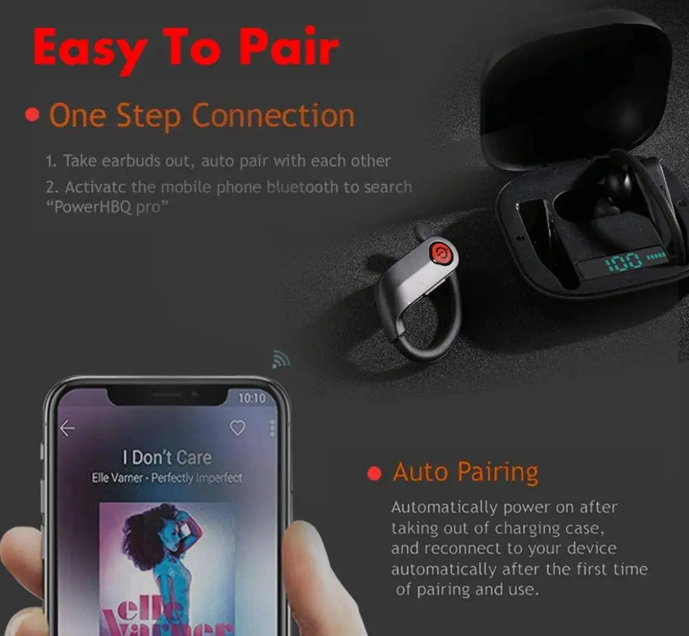 Bluetooth-наушники TWS Sport 5 1 беспроводные наушники с зарядным чехлом настоящие