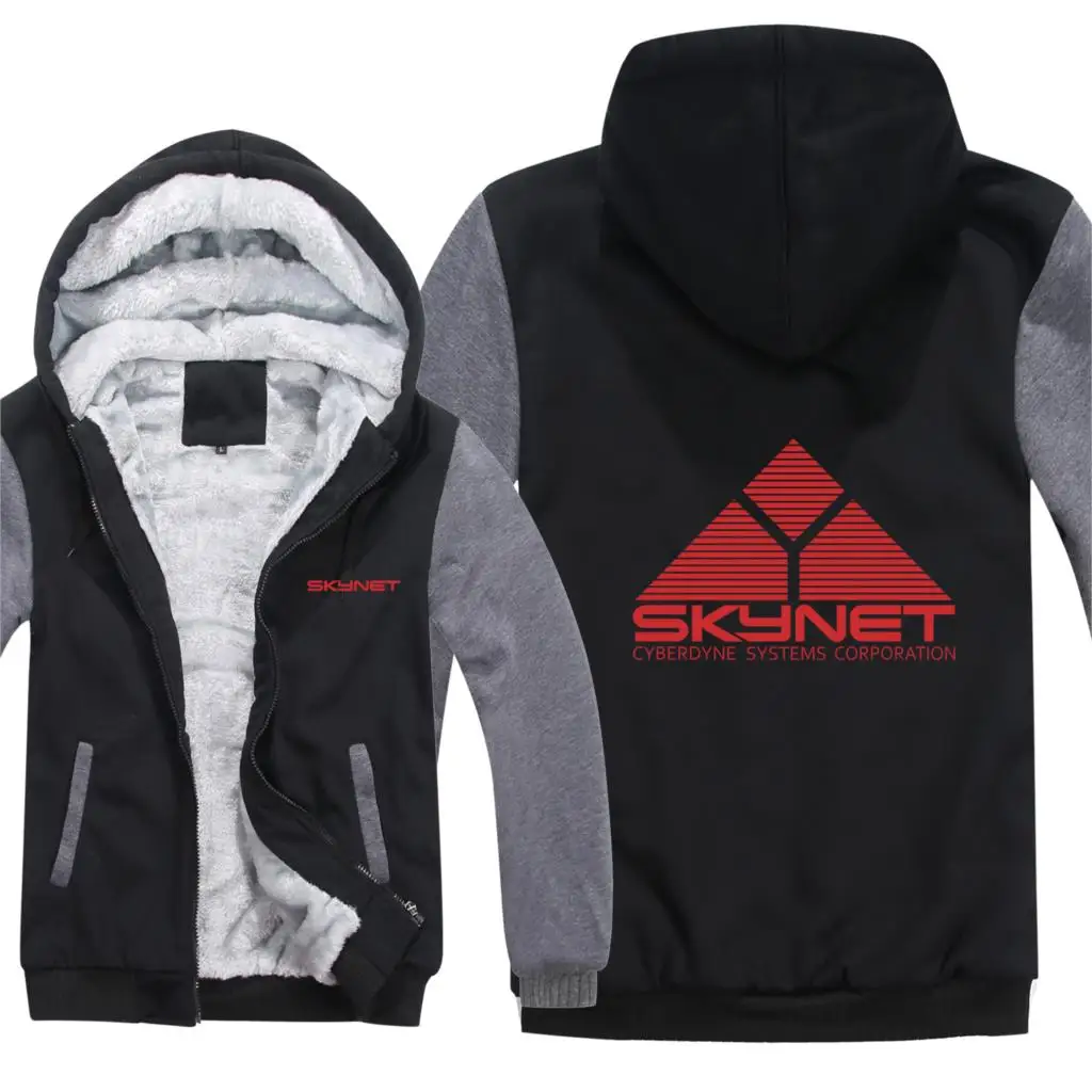 

Winter Skynet Hoodies Cyberdyne Systems Pullover Wool Liner Skynet Sweatshirts Mans Jacket