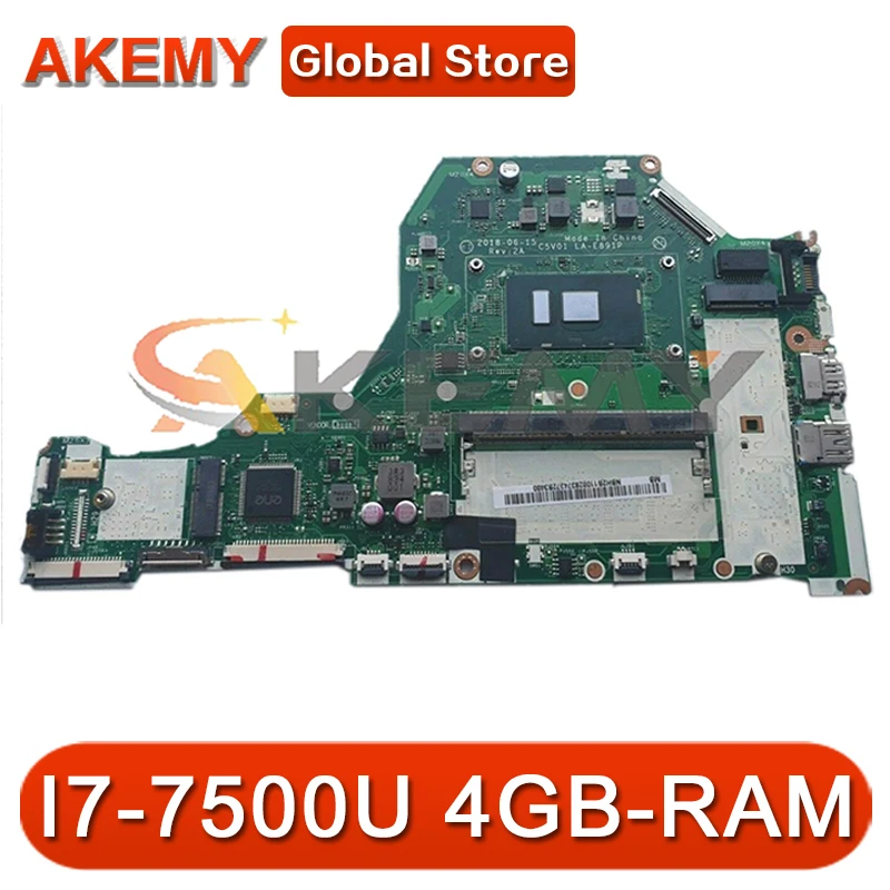 

A515-51G Motherboard For ACER Aspire A315-51G A515-51G A517-51G A615-51G Laptop mainboard C5V01 LA-E891P With I7-7500U 4GB-RAM