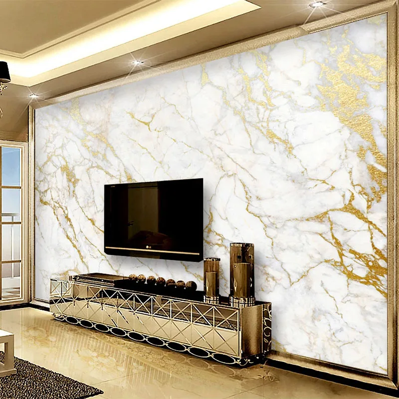 

Modern Simple Marble Wallpaper 3D Golden Stripe Luxury Photo Wall Murals Living Room TV Sofa Abstract Art Papel De Parede Fresco