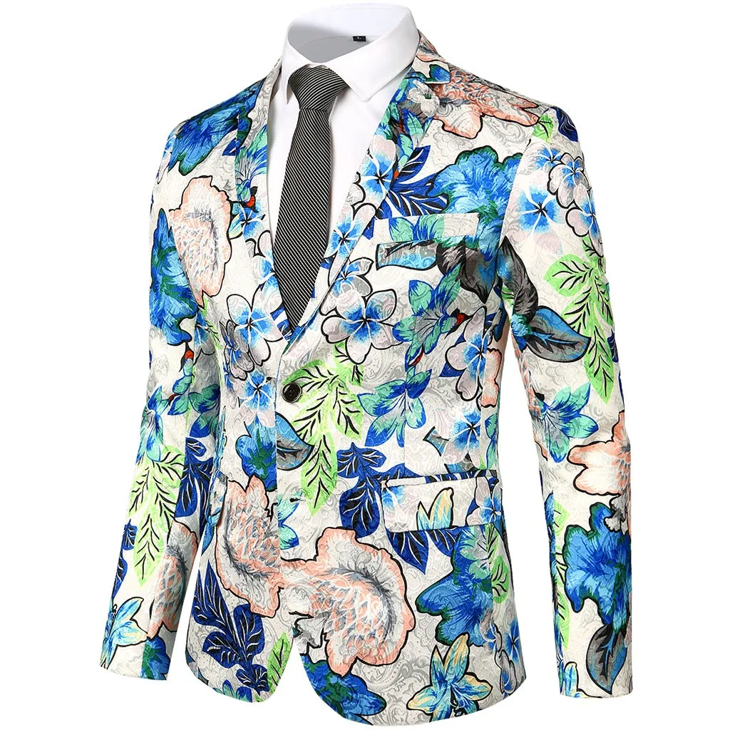 JAYCOSIN мужские пальто для мужчин Slim Fit печати Стильный бейзер кофта жакет человек цветочный костюм зазубренный отворот мужской хлопок пальто из полиэстера