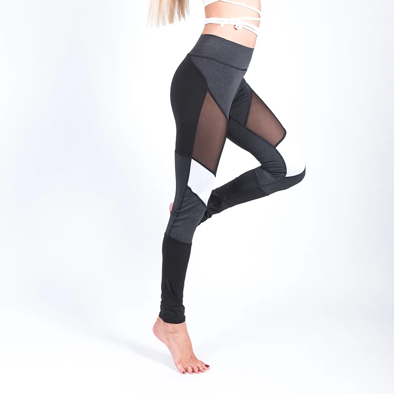 Женские черно белые лоскутные джеггинсы для тренировок обтягивающие брюки