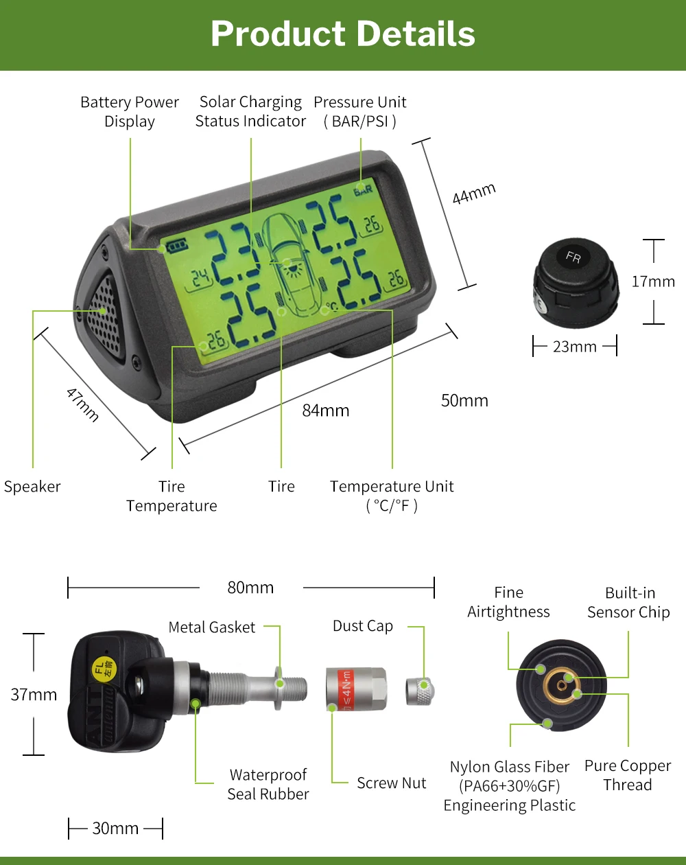 Deelife TPMS система контроля давления в шинах сигнализация солнечный автомобиль 4 колеса внутренний внешний датчик давления в шинах Smart TMPS контроль